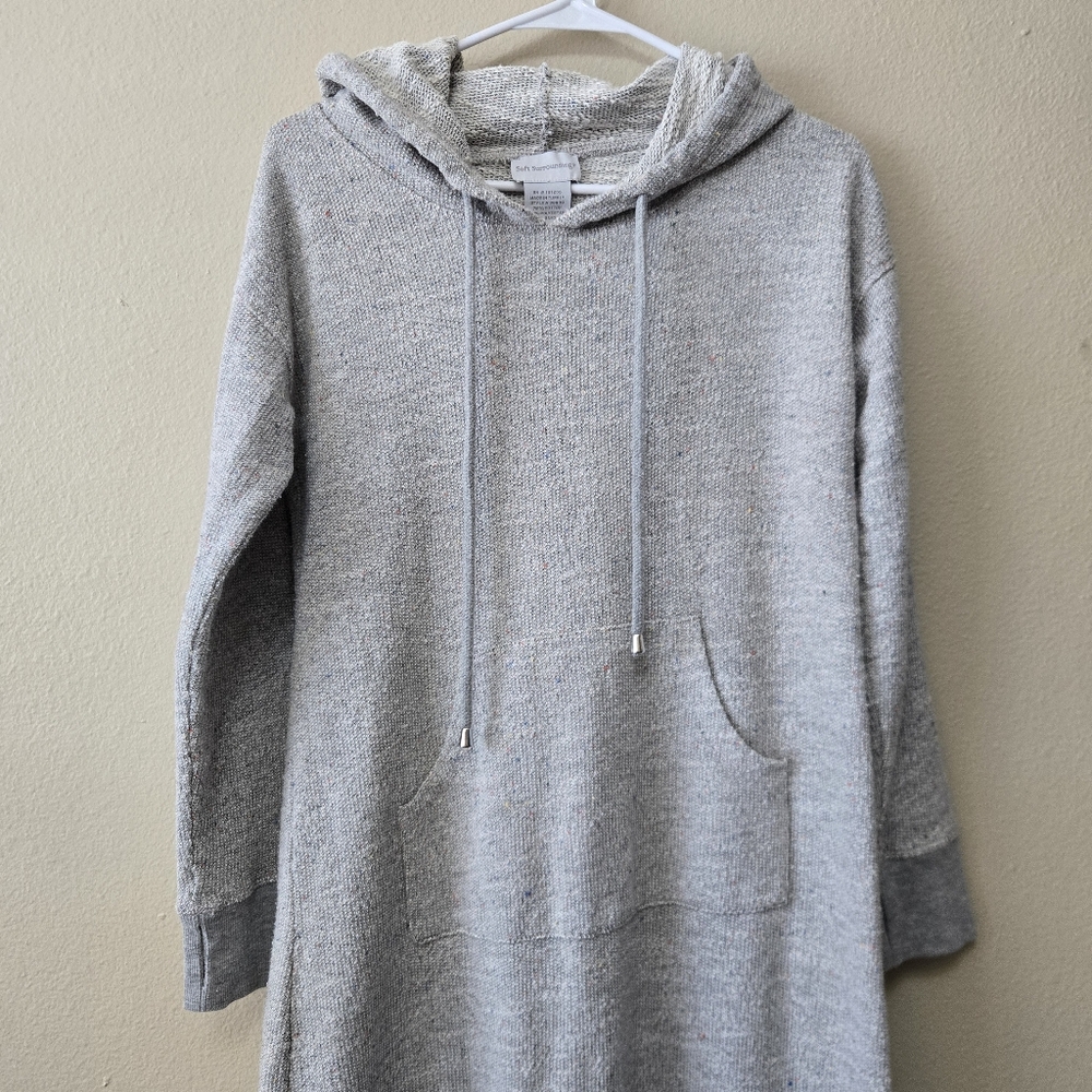 SOFT SURROUNDINGS Lazy Day Lounge Dress Size SP Hooded Soft Gray Marl‎ Pocket - Picture 7 of 15